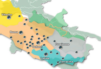 cartina delle filiali della Banca Popolare del Lazio